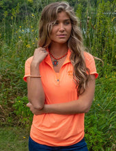 Cowgirl Tuff Breathe Instant Cooling UPF Quarter Zip Short Sleeve Tee - Tangerine