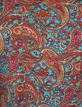 Turquoise & Orange Paisley Print Pullover Button-Up