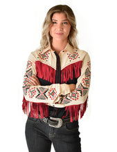 Black And Cream Lightweight Breathe Pullover Button-Up With Print And Fringe