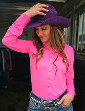 Cowgirl Tuff  Hot Pink Breathe Lightweight Stretch Pullover Button-Up