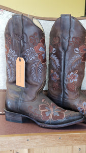 Stetson Women's Floral Embroidered Cowboy Boots