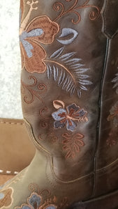 Stetson Women's Floral Embroidered Cowboy Boots