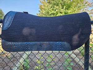 30" x 30" All Around Pad - Black / Oxford Blue Croc -  Round Skirt - 3/4" Thick - NGH Wither