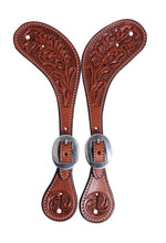 Oak Tooled Spur Straps