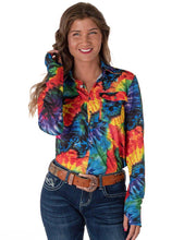 Tie Die Print Pullover Button-Up