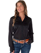 Black Shimmer Pullover Button Up