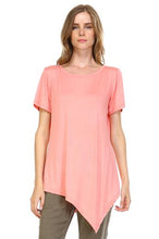 JOH Women's Soft Tunic T-Shirt - Bias-Cut Asymmetrical Hem Tee