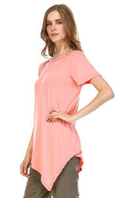 JOH Women's Soft Tunic T-Shirt - Bias-Cut Asymmetrical Hem Tee