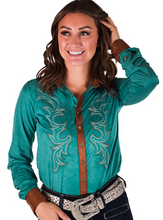 Pullover Button Up (Western Swirl Embroidery Mid-weight Stretch Suede)