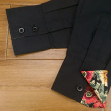 Grenouille Black Shirt with Red & Yellow Poppy Accents
