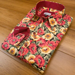Grenouille Classic Long Sleeve Red & Yellow Poppy Shirt