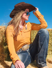 Cowgirl Tuff Breathe Instant Cooling UPF Pullover Button-Up - Gold