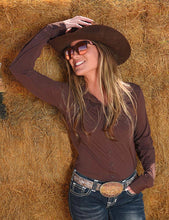 Cowgirl Tuff Breathe Instant Cooling UPF Pullover Button-Up - Brown