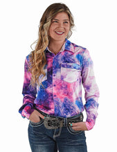 Galaxy Print Pullover Button-Up