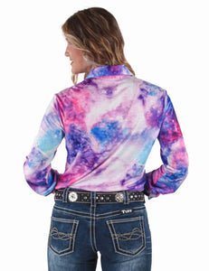 Galaxy Print Pullover Button-Up