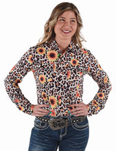 Leopard & Sunflowers Print Pullover Button-Up