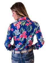 Hawaiian Print Mid-weight Stretch Jersey Pullover Button-Up