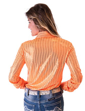 Shiny Tangerine Pullover Button-Up