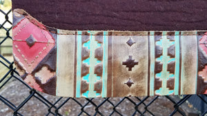 32" x 30" Roper Pad - Dark Chocolate / Turquoise Red Navajo -  3/4" Thick