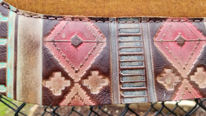 32" x 30" Roper Pad - Cinnamon / Turquoise Red Navajo -  3/4" Thick