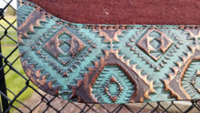 32" x 30" Roper Pad - Dark Chocolate / Turquoise Copper Aztec - 3/4" Thick