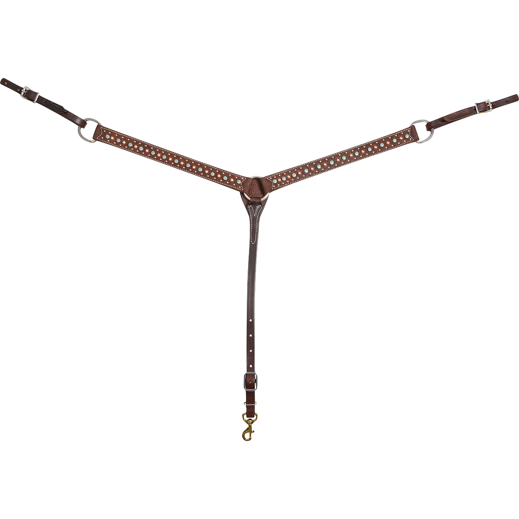 Martin Saddlery Breastcollar with Copper & Turquoise Dots-Chocolate Roughout