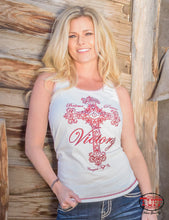 Cream Racerback Tank With Victory Cross Embroidery And Crystals