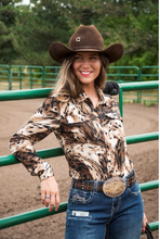 Cowgirl Tuff Brown / Leopard Print Pullover Button-Up