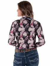 Deep Purple & Cream Floral Print Pullover Button-Up