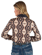 Earth tone Aztec Mid-weight Stretch Jersey Pullover Button-Up