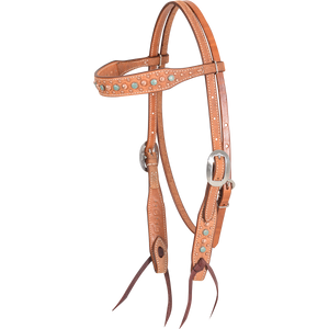 Martin Saddlery Browband Headstall with Copper & Turquoise Dots