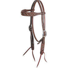Martin Saddlery Browband Headstall with Pewter Dots - Chocolate