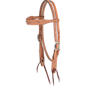 Martin Saddlery Browband Headstall with Pewter Dots - Natural