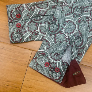 Grenouille Maroon and Slate Green Paisley Shaped Fit Shirt