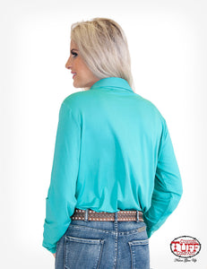 Turquoise Sport Jersey Pullover Button-Up